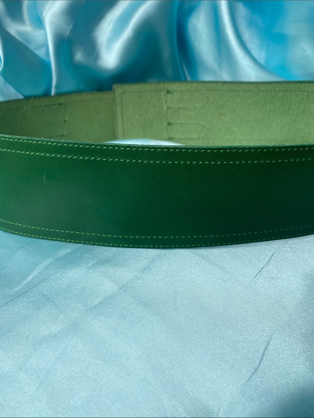 J. Crew Emerald Green Double-Buckle Leather Waist Belt - Picture 4 of 4
